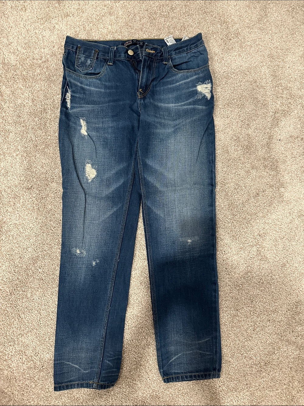 Zara Women’s Distressed Dark Blue Jeans